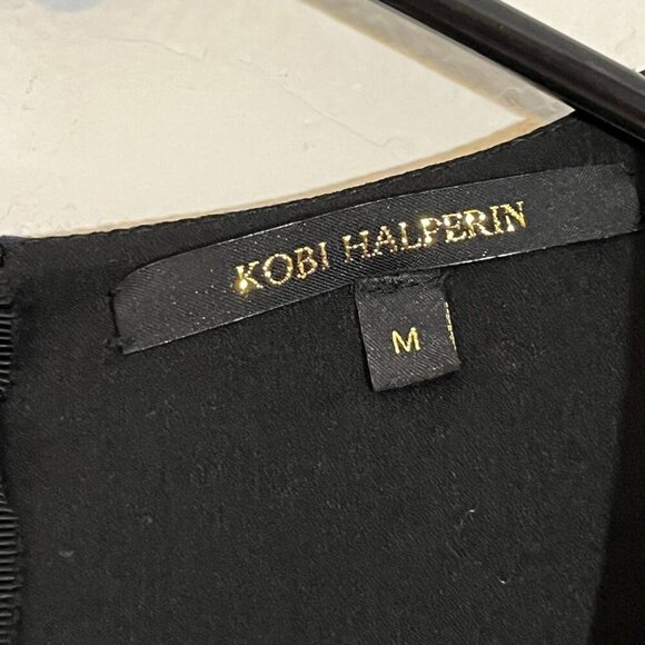 Kobi Halperin Cheyenne Jewel Neck A-Line Short‎ Sleeve Dress Navy Blue Medium - Picture 6 of 10